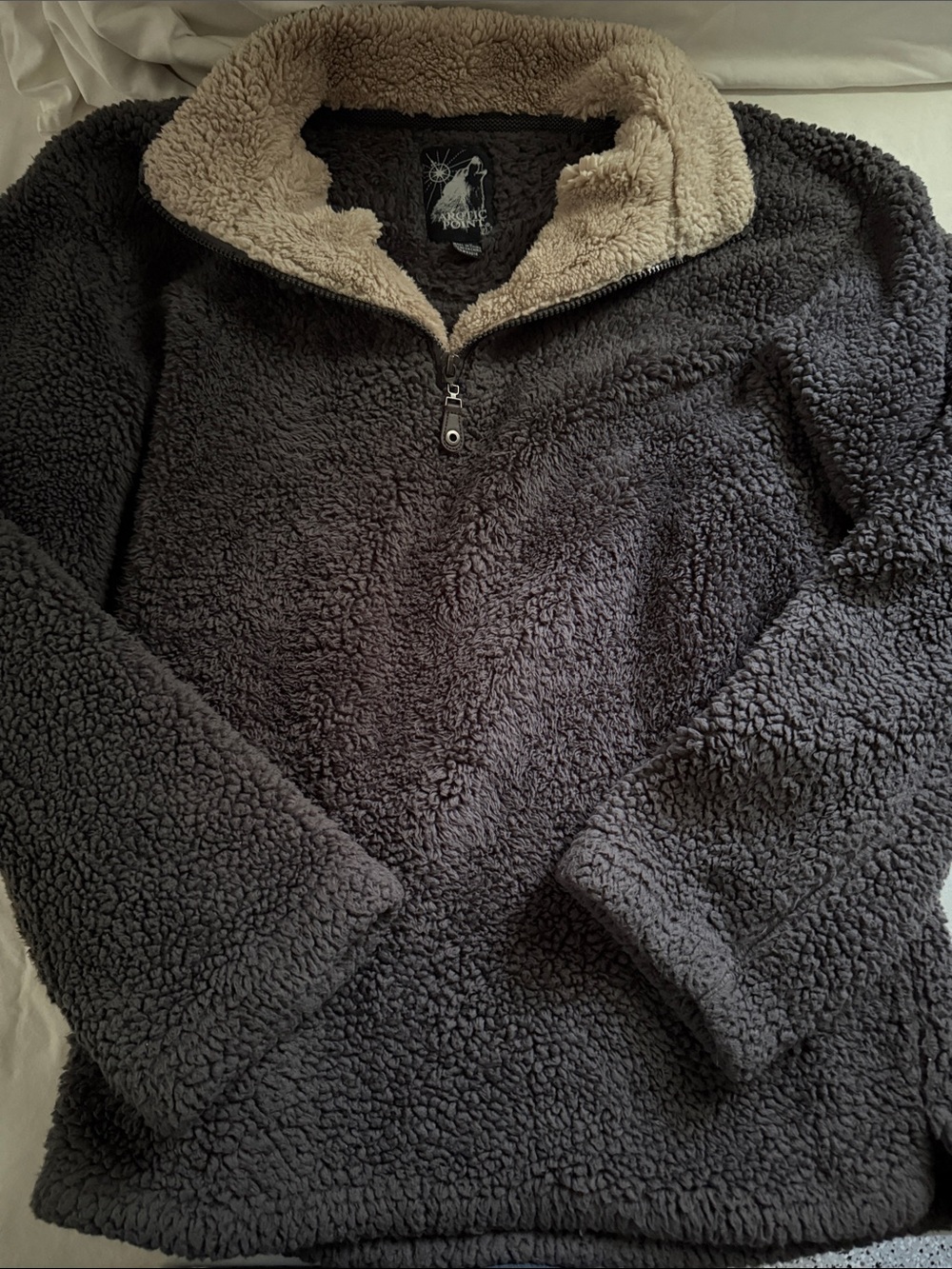 Men’s Cozy Arctic Point Sherpa Pullover Sweater - Dark Gray - Large